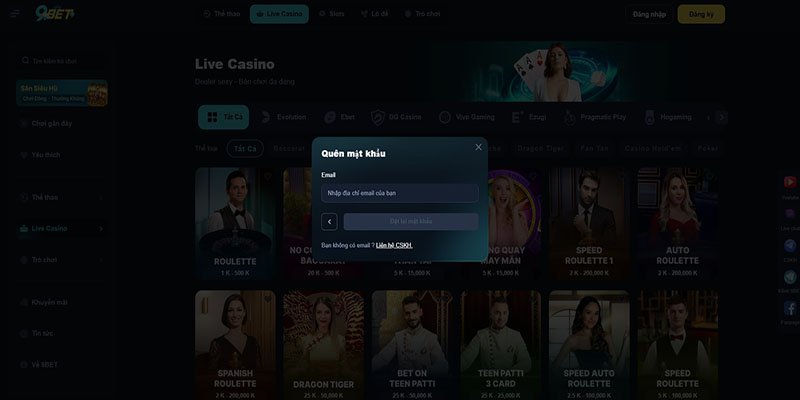 Quên Mật Khẩu 9bet